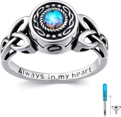Image de Luxe Asring - Argent 925 - Bague d'urne / Bague commémorative pour As de défunts faite à la main - Rouwsieraad - 17,25 mm
