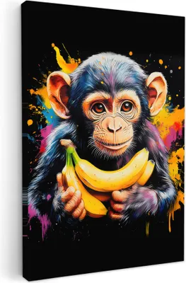 Produktbild von Leinwand Bilder 20x30 cm - Graffiti - Affe, Wandbilder, Wanddeko Wohnzimmer, Bild