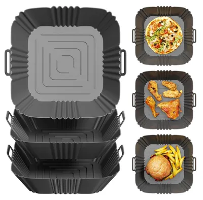 3er-Set Silikonformen für Heißluftfritteuse, rechteckig, wiederverwendbar
