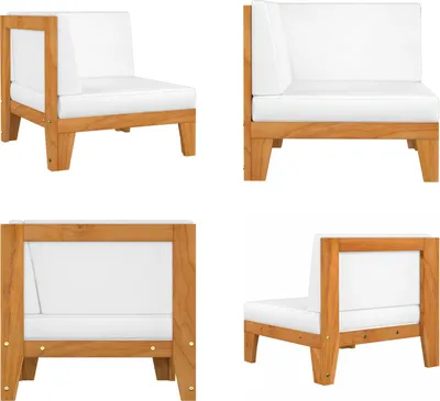 Produktbild von vidaXL Modular Ecksofa mit Cremeweißen Kissen Akazie Massivholz - Ecksofa - Ecksofas - Sofa - Sofas