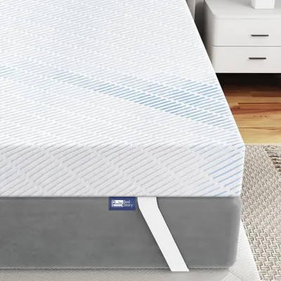 Immagine prodotto di Topper per materasso in memory foam con gel, dimensioni 180x200 cm, altezza 7,6 cm, adatto a materassi con rigidità H2 e H3, realizzato in bambù, traspirante