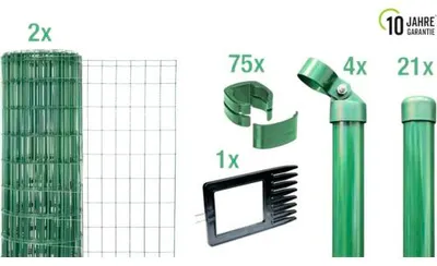 Image de Alberts 668969 Fix-Clip Pro comme set complet de clôture, à bétonner, vert, hauteur 122 cm, longueur 50 m