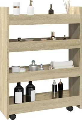 Produktbild von Möbel Aufbewahrungswagen Schmal 4 Etagen Sonoma Eiche Holzwerkstoff - Servierwagen &53883