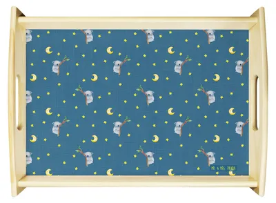 Produktbild von Mr. & Mrs. Panda Holztablett Koalabär - Blau - Geschenk, Traumland, Serviertablett, Schlafzimmer, Bär, Dekotablett, tablett zum servieren, Koala, Servier, Gute Laune
