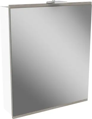 Produktbild von FACKELMANN LED Spiegelschrank LIMA / Badschrank mit Soft-Close-System / Maße (B x H x T): ca. 60 x 73 x 15,5 cm / Möbel fürs WC oder Badezimmer / Korpus: Weiß / Front: Braun/Spiegel