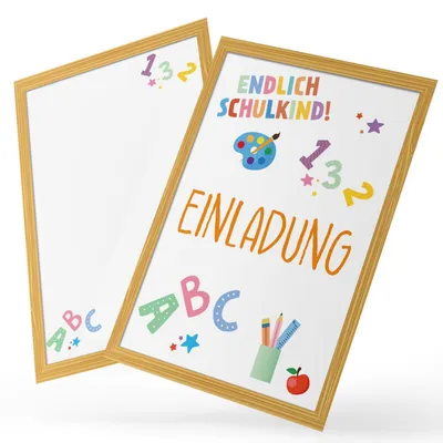 Produktbild von Einladungskarten zum Beschriften Endlich Schulkind (10 Stück) – Einladung Einschulung Postkarte Tischdekoration ABC