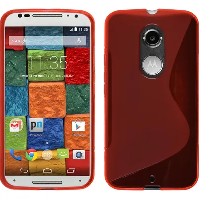 Produktbild von PhoneNatic Case kompatibel mit Motorola Moto X 2014 2. Gen. - rot Silikon Hülle S-Style + 2 Schutzfolien