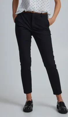 Zdjęcie produktu dla b.young BYDays spodnie damskie materiał chino elastyczne kieszenie rozcięcia tylne kieszenie szlufki pas mieszanka bawełny krój slim fit