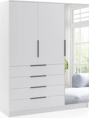 Produktbild von FurMeb24 Schrank BOGOTA 150 cm Kleiderschrank mit Spiegel - Wei
