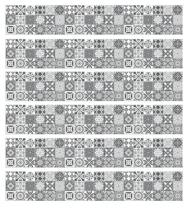 Produktbild von 6 selbstklebende Bordürenaufkleber, Mosaikbordüren, Zementfliesen-Effekt – rosagrauer Farbton – 6 Bordüren à 20 x 120 cm