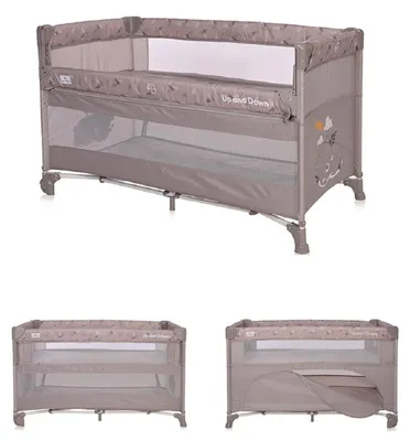 Produktbild von Lorelli Baby Reisebett Up´n Down, Öffnung, 2 Ebenen, Tragetasche, mit Rädern hellbraun