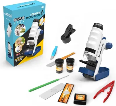 Image de Microscope de poche pour enfants avec accessoires, jouet éducatif scientifique