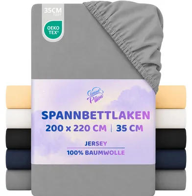 Zdjęcie produktu dla Pościel jersey z bawełny, 200x220 cm, elastyczna, przeznaczona do wysokich materacy do 35 cm