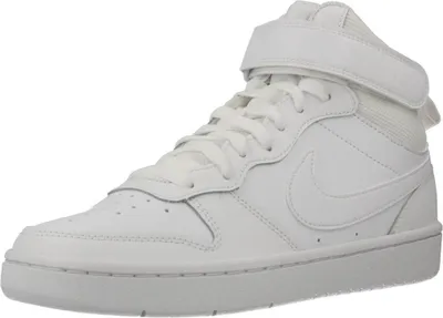 A white Nike Court Borough Mid sneaker is shown against a white background.