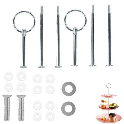 Tortenständer-Set, 2 Metallstangen, 3 Etagen, gold, oval