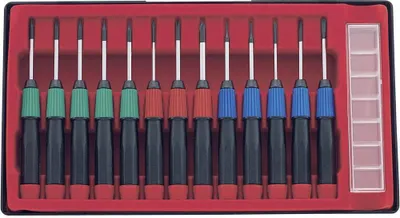 Produktbild von Basetech Elektronik- u. Feinmechanik Schraubendreher-Set 14teilig Schlitz, Kreuzschlitz Phillips, Innen-Sechsrund (TX)