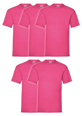 Produktbild von 5er Pack Fruit of the Loom Valueweight T-Shirt + GRATIS MyShirt Stoffbeutel Farbe: fuchsia Größe: L