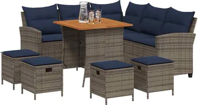 Produktbild von vidaXL 6-tlg. Garten-Sofagarnitur mit Kissen L-Form Grau Poly Rattan