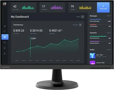 Zdjęcie produktu dla Lenovo D24-45, 60,5 cm (23.8"), 1920 x 1080 px, Full HD, LED, 4 ms, Czarny