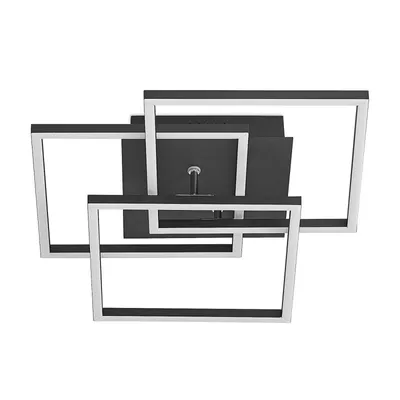 Produktbild von Lindby LED-Deckenlampe Quiana, CCT, eckig, schwarz, 42cm