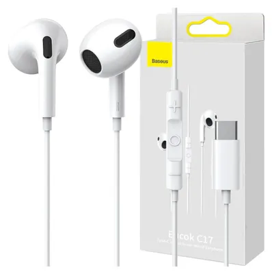 Produktbild von Baseus C17, Kabelgebunden, Anrufe/Musik, 20 - 20000 Hz, Kopfhörer, Weiß