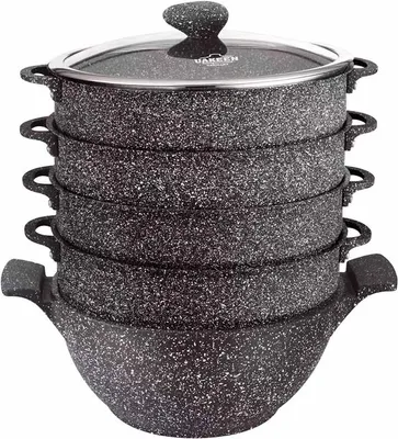 Produktbild von VK146 Schwarz Black 28cm Mantowarka Dampfkocher Topf mit 4 Böden