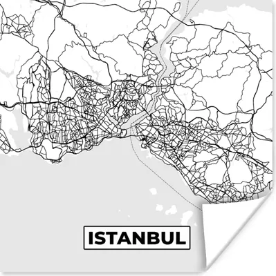 Produktbild von MuchoWow® Poster Karte - Istanbul - Schwarz und weiß - Stadtplan 100x100 cm - Babyzimmer