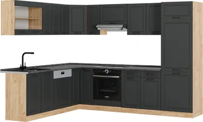 Obrázek produktu pro Rohová kuchyň Vicco R-Line Antracitový venkovský dům/zlatý dub 287 x 46 cm bez pracovní desky, Model 54178