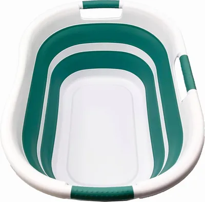 Image de Panier à linge pliable en plastique, 40 litres - bac de rangement/organisateur peu encombrant - bac à linge portable - panier pop-up pliable (1 blanc/vert céladon)