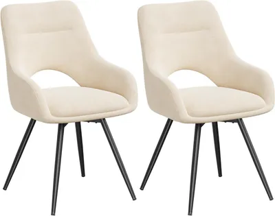 Produktbild von WOLTU Drehbare Esszimmerstühle, mit offener Rückenlehne, Armlehnstuhl gepolstert, Bezug aus Chenille : Beige 2 Farbe: Beige Stückzahl: 2