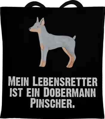 Produktbild von Mr. & Mrs. Panda canvas tasche Dobermann Pinscher Lebensretter - Schwarz - Geschenk, Laptoptasche, Jutebeutel, Schultasche, Tote Bag