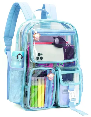 Produktbild von Transparenter Rucksack PVC Blau Wasserdicht Schulrucksack Stadiongenehmigung Damen Herren