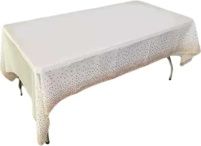 Produktbild von Folientischdecke Weiß Roségold Punkte 137x274cm