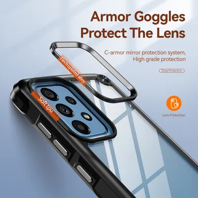 Produktbild von Samsung A52 Hülle, Hybrid Transparente PC Robust TPU Bumper Stoßfest Schutzhülle für Samsung Galaxy A52 5G/A52 4G/A52S 5G Schwarz