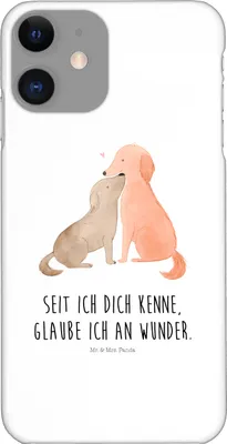 Produktbild von Mr. & Mrs. Panda Iphone 11 Handyhülle Hunde Liebe - Weiß - Geschenk, Optimitisch, XS, Kuss, Hülle, Herz, Handy Schutzhülle, Cover, Hund, Kuscheln