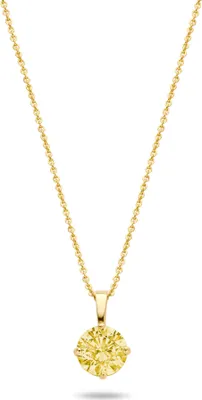 Produktbild von New Bling 9NBG-0593 Goldkette mit Zirkonia-Anhänger Gelb - 4mm - Ankerglied - 39+3+3cm - 0.8mm Dicke - 14 Karat - Gold