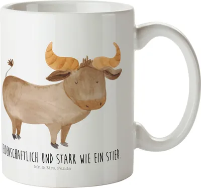 Produktbild von Mr. & Mrs. Panda Plastikbecher Sternzeichen Stier - Weiß - Geschenk, Kinderbecher, Pott, Geburtstag Mai, April, Campingbecher, Rind, Kunststoffbecher, Haferl, Ochse