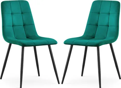 Immagine prodotto di Set di 2 Sedie in velluto trapuntate NERO Verde Bottiglia gambe nere