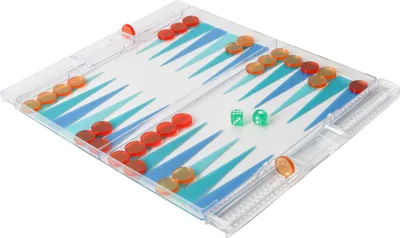 Produktbild von Niceey Backgammon Set, hochwertiges Set, Tragbares Brettspiel Set, inklusive komplettem Zubehör, ideal als Strandspiel oder für den Biergarten, Zum mitnehmen, Transparent