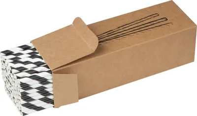 Produktbild von 100 Trinkhalme / Strohhalme aus Pappe / Farbe: schwarz-weiß