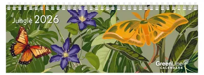 Produktbild von GreenLine Jungle 2026 - Tischkalender mit Blumendesign - 29,7 x 10,5 cm - Spiralbindung  - mit viel Platz für Einträge