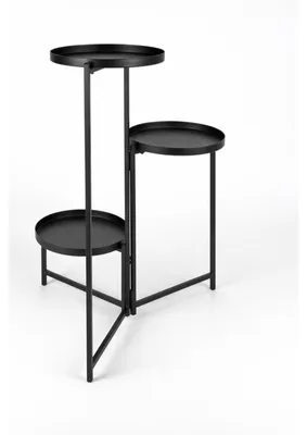 Produktbild von Blumenständer Metall Pflanzenständer schwarz Indoor Outdoor Pflanzensäule Ø22 cm Schwarz B50xH69xT25 cm