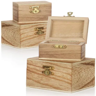 Produktbild von COM-FOUR® 4x Holz Schatulle in verschiedenen Größen - Holzbox Schmuckkästchen - kleine Holzkiste mit Deckel - dekorative Schmuckschachtel - Holzschachtel