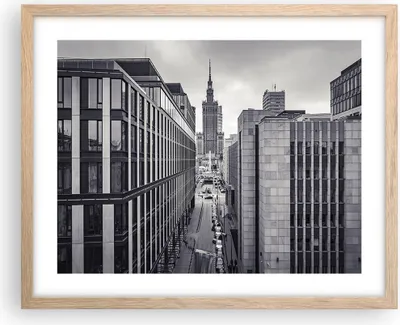 Produktbild von Gerahmtes Poster - Rahmen in heller Eiche - Warschau Palast Kultur - 50x40 cm - Wand Bild - Wanddeko - Wandbilder - Kunstposter - Wandposter - Bilderrahmen - Bilder - Kunstdruck - P2NAA50x40-4382