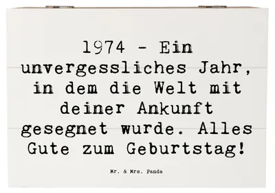 Produktbild von Mr. & Mrs. Panda Box Spruch 1974 Geburtstag 22 x 15 cm - Weiß - Geschenk, Geschenkideen, feiern, Geburtstagsgeschenk, Geschenkbox, Geburtsjahr, Truhe, Happy Birthday