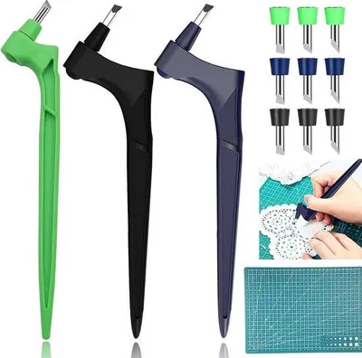 Produktbild von RVS Craft-Messer-Set mit stählern Linial für DIY und Scrapbooks