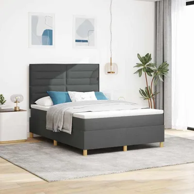 Produktbild von Maison Exclusive - LED Boxspringbett mit Matratze Dunkelgrau 160 x 200 cm Stoff