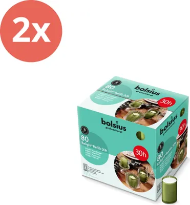 Imagen del producto de Bolsius - Horeca Relight - Recambio - 64/52 - 80 unidades por paquete - Verde oliva - Paquete económico - 160 unidades - 2 paquetes