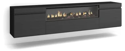 TV-Möbel mit elektrischem Kamin, 200x45x35 cm, schwarz