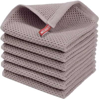 Produktbild von MODFU Geschirrtücher 6er Set 100% Baumwolle 34 x 34 cm, Weiche Geschirrhandtücher Küchenhandtücher Saugfähig Küchentücher Dicke Premium Geschirrtuch Spüllappen Putzlappen Hellbraun